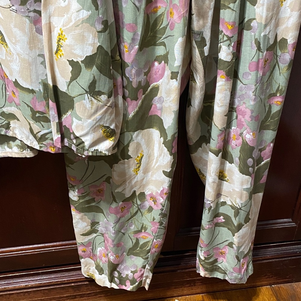 Venezia vintage Floral pantsuit Set with Lace Trim plus size 26/28 - Picture 13 of 17